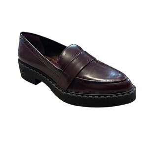 Vince Camuto Women's Echika Leather Platform Lug Loafers Bordeaux Size 7.5 New